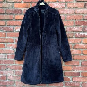 Athleta Medium Black Plush Fleece Mink Midline Coat